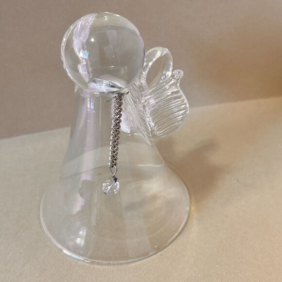Elegant Glass Angel Table Bell Figurine With Chain Decoration Christmas Holiday - Picture 4 of 10